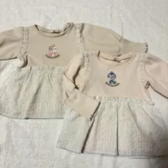 コキンちゃんドキンちゃん刺繍入り 長袖チュニック 90cm 女の子 2枚セット