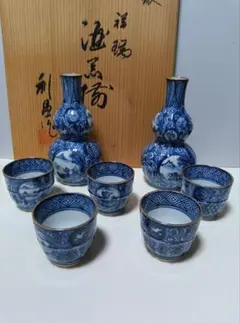 京焼 加藤利昌 染付祥瑞 共箱 徳利 猪口セット 京焼 加藤利昌 染付祥瑞 共箱 徳利 猪口セット - メルカリ