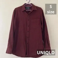 UNIQLO 赤と黒のチェック柄フランネル長袖シャツ（S）