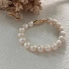 バロックパールブレスレット 天然パール ヴィンテージ風 ハンドメイド プレゼント