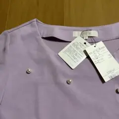 新品　groveグローブパール付きブラウス袖シフォン