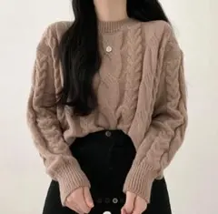 amood ケーブルニット FREE