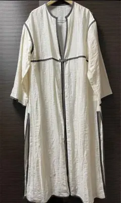 新品 ROSEBUD ロングカーディガン 白 シアー ストライプ