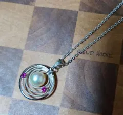 レトロネックレス　真珠とピンクサファイア？