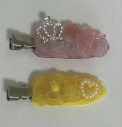 ホイップデコ　ヘアピン　ピンク　黄色　 2つセット