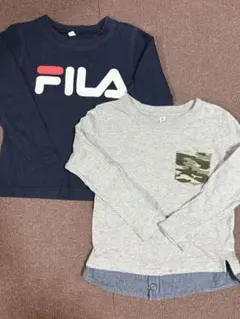 FILA 長袖カットソー 迷彩ポケット付き グレー　ロン毛
