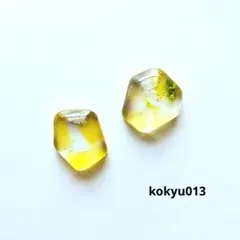 #013 ハンドメイドピアス　イヤリング　レジン　イエロー　琉球ガラス　小粒