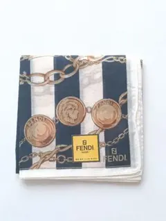 FENDI ストライプ チェーンモチーフ ハンカチ