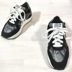 【Atlantic STARS】ビブラムソール スエード ヘビ柄 黒 約22.5