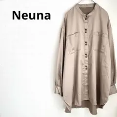 《ヌナ》ブラウス バンドカラーシャツ ビンテージ風 ブロンズサテン チュニックのサムネイル