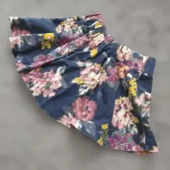 k839 OLD NAVY【110】花柄 ネイビーブルー スカート ウエストゴムのサムネイル