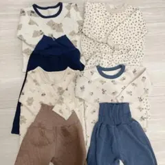아기 긴팔 파자마 4점 세트 배꼽 잠옷 90cm 95cm