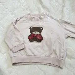 【同梱無料】フタフタ　くま刺繍裏毛トレーナー80 ピンク