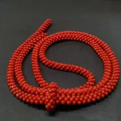 天然南紅瑪瑙 ブレスレット 4mm ボタンカット 柿子紅 四川涼山産 