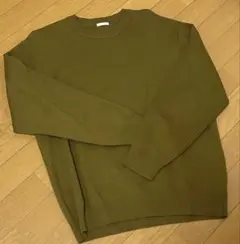 【美品】GU オリーブグリーン クルーネックセーター Lサイズのサムネイル