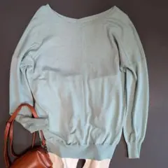 【リフレクト】ニット (F) カシミヤ シルク ウール ミントグーン お尻丈