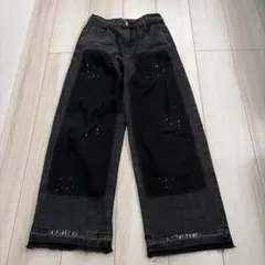 シーイン⭐︎ペイント加工 ワイドデニムパンツ ブラック　12Yのサムネイル