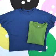 UNIQLO ユニクロ　ドルマンT 半袖　Ｍ ２セット 青　緑　綿100