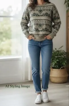 80s-90s CHEMISE LACOSTE 総柄ウールニット ヴィンテージ