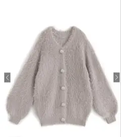 ビジューボタンフェザーニットカーディガン kz278