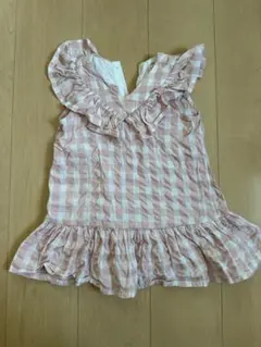 H&M チェック柄 フリルトップス 2T