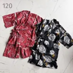 男の子【120】甚平♡赤♡黒♡龍虎♡トンボ♡2枚セット♡まとめ売り♡綿100%