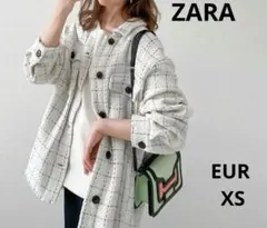 ZARA チェック柄ツイードジャケット テーラードジャケット XS