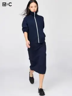 UNIQLO ウォッシャブルミラノリブスカート　ネイビー