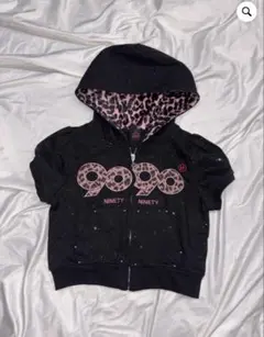 9090girl パーカー　ブラックピンク　Mサイズ