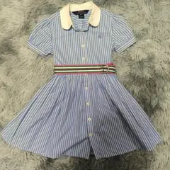 ラルフローレン 半袖シャツ ワンピース 4T 110 水色 白襟 ホースロゴ