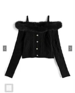 GRL ファーオフショルダーケーブル編みニットトップス【gn549】