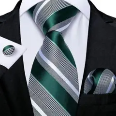 ネクタイ グリーンストライプ 就活 ビジネス パーティ 二次会 プレゼン 面接