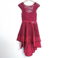 カラードレス レッド 赤 アシンメトリー ひざ丈 ノースリーブ