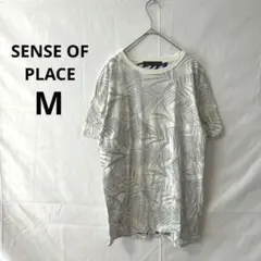 センスオブプレイス▶Tシャツ M 白 総柄 綿100% 夏向け 定番 快適 春夏