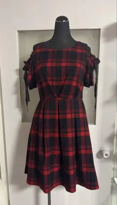 CECIL Mc BEE ワンピース タータンチェック柄 オフショル 肩出し