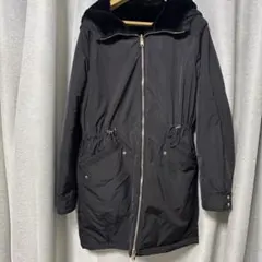 フリース裏地付きブラックモッズコート