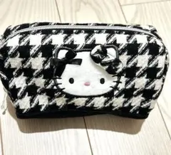 〔新品〕千鳥格子ハローキティ♡スクエアポーチ♡ブラック
