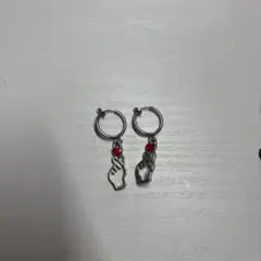 ハートビーズ付きシルバーイヤリング