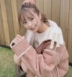 NICE CLAUP ムートンリバーシブルボアジャケット　モカ