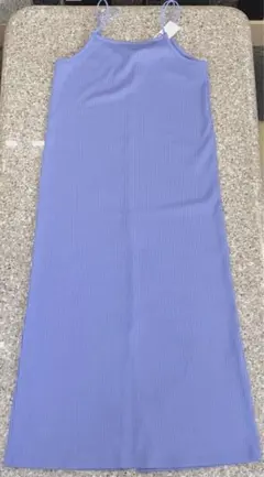 リブ編み薄紫色キャミワンピース