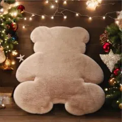 新品★ ふわふわ ムートンマット くまちゃん ミルクティーカラー 車内 室内用