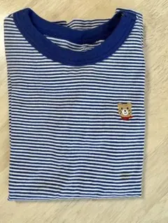 ミキハウス ボーダー 半袖Tシャツ クマ刺繍