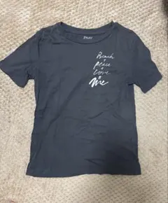 GU ジーユー 胸元ロゴ クルーネック Tシャツ 半袖 チャコール グレー S