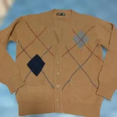 最終値下げ　DAKS ベージュ アーガイルカーディガン メンズM