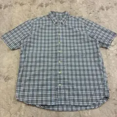 Eddie Bauer　アウトドア 半袖シャツ チェック L 青 古着