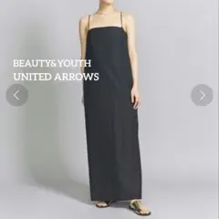美品 BEAUTY&YOUTH バックオープン キャミワンピース ブラック M