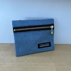 フタにファスナー☆移動ポケット☆デニム風☆ハンドメイド