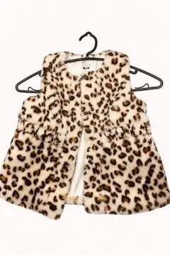 ヒョウ柄 フェイクファー ベスト 100cm