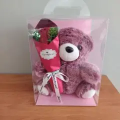 テディベア付き ソープフラワー 花束 ギフトボックス - メルカリ