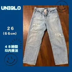 UNIQLO スラウチテーパードアンクルジーンズ２６インチ　ブルー